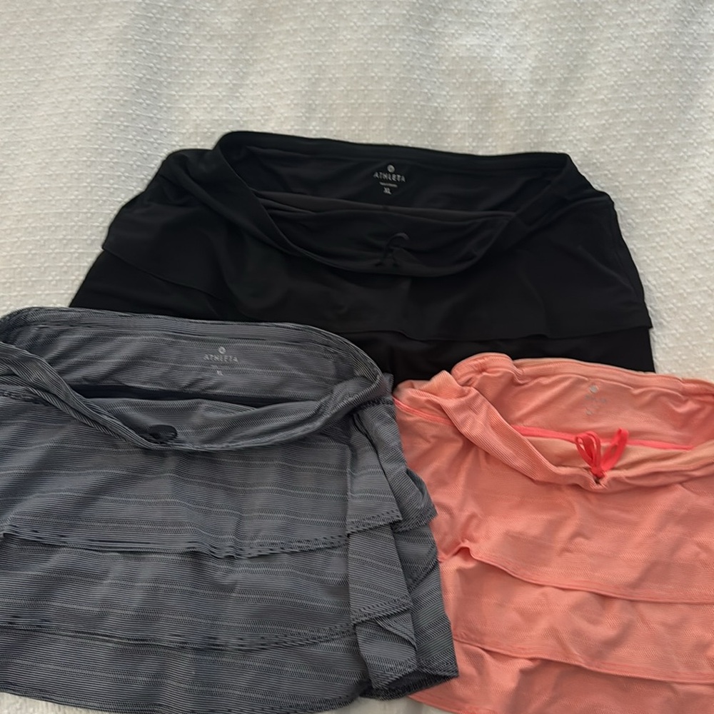 - 3 Athleta swagger tiered tennis skirts XL Black Navy Blue and Orange